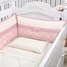 Kit Berço Encanto Rosê Exclusivo 100% Algodão - 8 Peças Kit Berço Encanto Rosê Exclusivo 100% Algodão - 8 Peças
