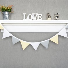 Bandeirinha Decorativa Amarela, Cinza e Branco, 100% Algodão - 1 peça Bandeirinha Decorativa Amarela, Cinza e Branco, 100% Algodão - 1 peça