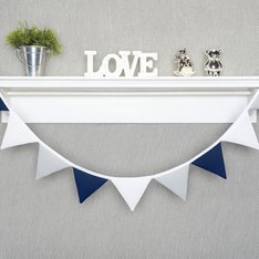 Bandeirinha Decorativa Marinho, Cinza e Branco, 100% Algodão - 1 peça Bandeirinha Decorativa Marinho, Cinza e Branco, 100% Algodão - 1 peça