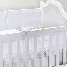 Tela Respirável Para Berço Branca com Laços para amarrar nas laterais - 2 Peças Tela Respirável Para Berço Branca com Laços para amarrar nas laterais - 2 Peças