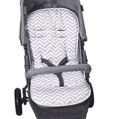Capa Carrinho Estampado Chevron Cinza com Branco, 100% Algodão - 1 Peça Capa Carrinho Estampado Chevron Cinza com Branco, 100% Algodão - 1 Peça