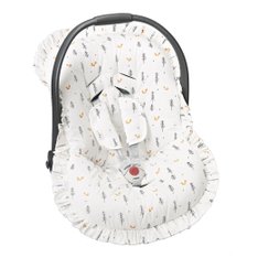 Capa Bebê Conforto Estampado e Protetor de Cinto Raposa Ajustável e com Babado, 100% Algodão - 3 peças Capa Bebê Conforto Estampado e Protetor de Cinto Raposa Ajustável e com Babado, 100% Algodão - 3 peças