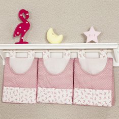 Porta Fraldas Varão Flamingo Rosê e Palha com Estampas - 3 peças Porta Fraldas Varão Flamingo Rosê e Palha com Estampas - 3 peças