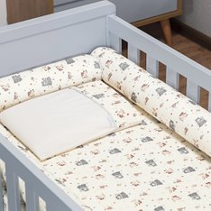 Kit Berço Rolinho Ursinho Bege com Enchimento Fofinho e 100% Algodão - 07 Peças Kit Berço Rolinho Ursinho Bege com Enchimento Fofinho e 100% Algodão - 07 Peças