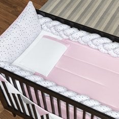 Kit Berço Trança Triângulo Rosa - 6 Peças Kit Berço Trança Triângulo Rosa - 6 Peças