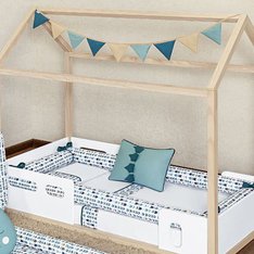 Kit Montessoriano Dinossauro para Mini Cama com Estampa de Flechinha, 100% Algodão - 7 Peças Kit Montessoriano Dinossauro para Mini Cama com Estampa de Flechinha, 100% Algodão - 7 Peças