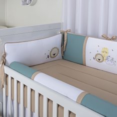 Kit Berço Leão Verde Exclusivo com detalhe Bordado, 100% Algodão - 8 Peças Kit Berço Leão Verde Exclusivo com detalhe Bordado, 100% Algodão - 8 Peças
