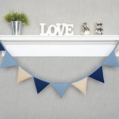 Bandeirinha Decorativa Azul Petróleo, Marinho e Caqui, 100% Algodão - 1 peça Bandeirinha Decorativa Azul Petróleo, Marinho e Caqui, 100% Algodão - 1 peça