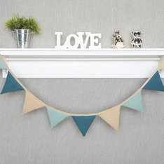 Bandeirinha Decorativa Verde, Azul Petróleo e Caqui, 100% Algodão - 1 peça Bandeirinha Decorativa Verde, Azul Petróleo e Caqui, 100% Algodão - 1 peça
