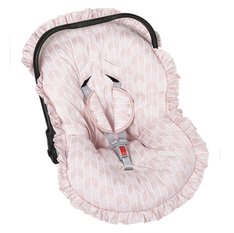 Capa Bebê Conforto Estampado e Protetor de Cinto Borboletas Ajustável e com Babado, 100% Algodão - 3 Peças Capa Bebê Conforto Estampado e Protetor de Cinto Borboletas Ajustável e com Babado, 100% Algodão - 3 Peças