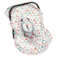Capa Bebê Conforto Estampado e Protetor de Cinto Elephant Ajustável e com Babado, 100% Algodão - 3 Peças Capa Bebê Conforto Estampado e Protetor de Cinto Elephant Ajustável e com Babado, 100% Algodão - 3 Peças