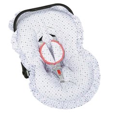 Capa Bebê Conforto Estampado e Protetor de Cinto Lhama Ajustável e com Babado, 100% Algodão - 3 Peças Capa Bebê Conforto Estampado e Protetor de Cinto Lhama Ajustável e com Babado, 100% Algodão - 3 Peças