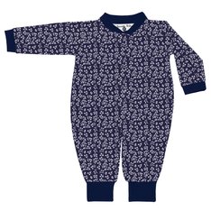 Macacão Manga Longa Floral Estampado Marinho em Tecido Cotton 95% Algodão / 5% Elastano - 1 peça Macacão Manga Longa Floral Estampado Marinho em Tecido Cotton 95% Algodão / 5% Elastano - 1 peça