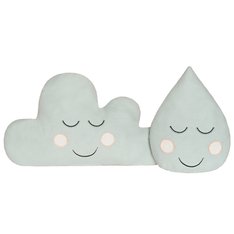 Enfeite Decorativo em Formato de Nuvem e Gotinha Verde Malva com Detalhes Bordados - 02 peças Enfeite Decorativo em Formato de Nuvem e Gotinha Verde Malva com Detalhes Bordados - 02 peças
