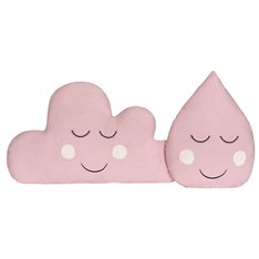 Enfeite Decorativo em Formato de Nuvem e Gotinha Rosê com Detalhes Bordados - 02 peças Enfeite Decorativo em Formato de Nuvem e Gotinha Rosê com Detalhes Bordados - 02 peças