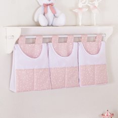 Porta Fraldas Varão Bird Rosê e Branco Para Menina com Estampa Exclusivo - 3 Peças Porta Fraldas Varão Bird Rosê e Branco Para Menina com Estampa Exclusivo - 3 Peças