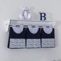Porta Fraldas Varão Fundo do Mar Marinho com Estampas em Ondinhas Exclusivo - 3 Peças Porta Fraldas Varão Fundo do Mar Marinho com Estampas em Ondinhas Exclusivo - 3 Peças
