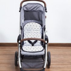 Capa Carrinho Estampado Rex Branco e Preto 100% Algodão - 1 Peça Capa Carrinho Estampado Rex Branco e Preto 100% Algodão - 1 Peça
