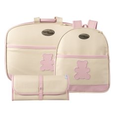Jogo de Bolsas Ursinho Rosa - 3 peças Jogo de Bolsas Ursinho Rosa - 3 peças