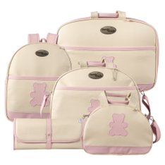 Jogo de Bolsas Ursinho Rosa - 5 peças Jogo de Bolsas Ursinho Rosa - 5 peças