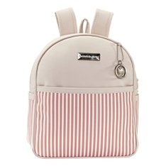 Mochila Roma Rosê Listras, Bolso Frontal e Lateral, Divisória Interna e Emborrachado 100% PVC - 1 Peça Mochila Roma Rosê Listras, Bolso Frontal e Lateral, Divisória Interna e Emborrachado 100% PVC - 1 Peça
