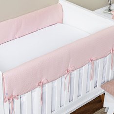 Protetor de Grade Matelado Rosa com Fitinhas para amarrar nas Laterais 100% Algodão - 02 peças Protetor de Grade Matelado Rosa com Fitinhas para amarrar nas Laterais 100% Algodão - 02 peças