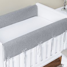 Protetor de Grade Matelado Cinza com Fitinhas para amarrar nas Laterais 100% Algodão - 02 peças Protetor de Grade Matelado Cinza com Fitinhas para amarrar nas Laterais 100% Algodão - 02 peças