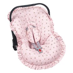 Capa Bebê Conforto e Protetor de Cinto Florzinha Ajustável e com Babado 100% Algodão - 3 Peças Capa Bebê Conforto e Protetor de Cinto Florzinha Ajustável e com Babado 100% Algodão - 3 Peças