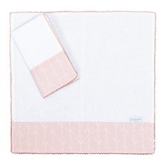 Fralda de Boca Raminho Rosa com Crochezinho e Tecido Estampado - 02 Peças Fralda de Boca Raminho Rosa com Crochezinho e Tecido Estampado - 02 Peças
