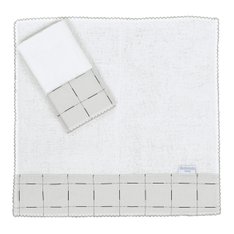 Fralda de Boca Quadriculado Cinza com Crochezinho e Tecido Estampado - 02 Peças Fralda de Boca Quadriculado Cinza com Crochezinho e Tecido Estampado - 02 Peças