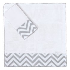 Fralda de Boca Chevron Cinza com Crochezinho e Tecido Estampado - 02 Peças Fralda de Boca Chevron Cinza com Crochezinho e Tecido Estampado - 02 Peças