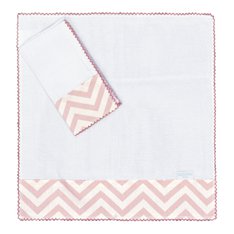 Fralda de Boca Chevron Rosê com Crochezinho e Tecido Estampado - 02 Peças Fralda de Boca Chevron Rosê com Crochezinho e Tecido Estampado - 02 Peças