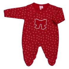 Macacão Manga Longa Vermelho Lacinhos para Menina com detalhes em paetê Tecido 100% Algodão - 1 Peça Macacão Manga Longa Vermelho Lacinhos para Menina com detalhes em paetê Tecido 100% Algodão - 1 Peça