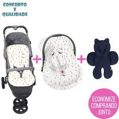 Kit Capa de Carrinho Raposa + Capa Bebê Conforto Raposa + Capa Anatômica Marinho - 3 Peças Kit Capa de Carrinho Raposa + Capa Bebê Conforto Raposa + Capa Anatômica Marinho - 3 Peças