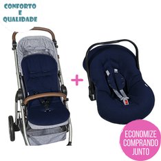 Kit Capa de Carrinho + Capa Bebê Conforto Matelado Marinho - 2 Peças Kit Capa de Carrinho + Capa Bebê Conforto Matelado Marinho - 2 Peças