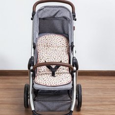 Capa Carrinho Estampado 100% Algodão Estampa Folhas Rosê - 1 Peça Capa Carrinho Estampado 100% Algodão Estampa Folhas Rosê - 1 Peça