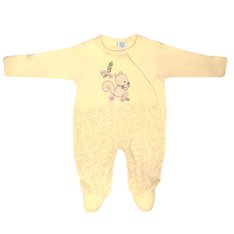 Macacão Manga Longa para Menina Esquilo Amarelo com Bordadinho - 1 Peça Macacão Manga Longa para Menina Esquilo Amarelo com Bordadinho - 1 Peça