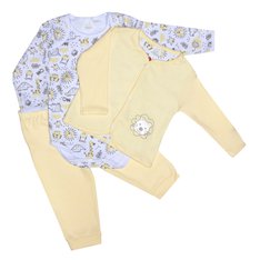 Conjunto para Menino Marty na cor Amarelo com estampinhas de Bichinhos e Casaquinho bordado - 3 Peças Conjunto para Menino Marty na cor Amarelo com estampinhas de Bichinhos e Casaquinho bordado - 3 Peças