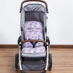 Capa Carrinho Estampado Escama Rosê e Verde, 100% Algodão - 1 Peça Capa Carrinho Estampado Escama Rosê e Verde, 100% Algodão - 1 Peça