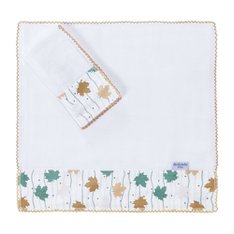 Fralda de Boca Folhas com Crochezinho e Tecido Estampado - 02 Peças Fralda de Boca Folhas com Crochezinho e Tecido Estampado - 02 Peças