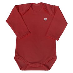 Body Basic Liso Manga Longa Vermelho com Transpasse no Ombro, Cotton 95% Algodão / 5% Elastano - 1 Peça Body Basic Liso Manga Longa Vermelho com Transpasse no Ombro, Cotton 95% Algodão / 5% Elastano - 1 Peça