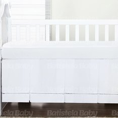 Saia de Berço Ponto Palito Branco, duas caídas com detalhe na barra, 100% Algodão - 1 peça Saia de Berço Ponto Palito Branco, duas caídas com detalhe na barra, 100% Algodão - 1 peça