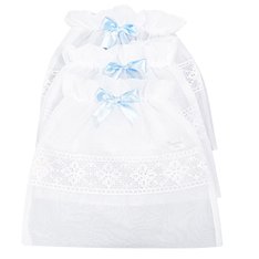 Saquinho de Maternidade Voil Azul com Elástico, Renda e Lacinho decorativo 100% Poliéster - 3 Peças Saquinho de Maternidade Voil Azul com Elástico, Renda e Lacinho decorativo 100% Poliéster - 3 Peças