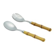 Jogo de Salada Inox com Cabo Plástico Bambu Natural 2 Peças 21cm 67026 Lyor Jogo de Salada Inox com Cabo Plástico Bambu Natural 2 Peças 21cm 67026 Lyor