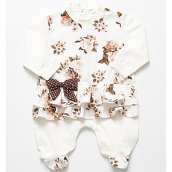 Macacão de Bebê Menina Palha com Floral Macacão de Bebê Menina Palha com Floral
