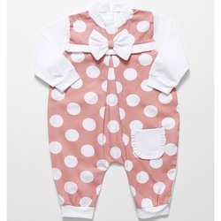 Macacão de Bebê Menina Bolinhas Salmão Macacão de Bebê Menina Bolinhas Salmão