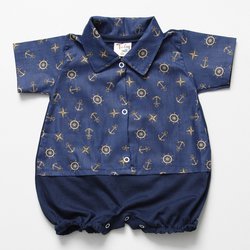 Macacão Curto de Bebê Marinheiro Âncora Marinho Macacão Curto de Bebê Marinheiro Âncora Marinho