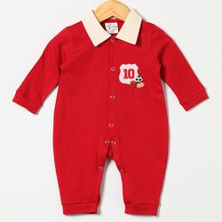 Macacão de Bebê Menino Campeão Vermelho Manga Longa Macacão de Bebê Menino Campeão Vermelho Manga Longa