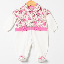 Macacão de Bebê Menina Rosas Pink Manga Longa Macacão de Bebê Menina Rosas Pink Manga Longa