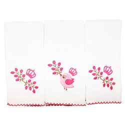 Fralda de Boca Passarinho Rosa Kit 3 Peças 100% Algodão Fralda de Boca Passarinho Rosa Kit 3 Peças 100% Algodão